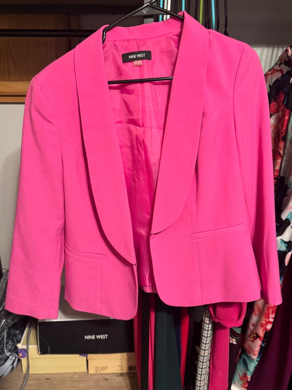 Nine West Vibrant Pink Shawl Collar Blazer